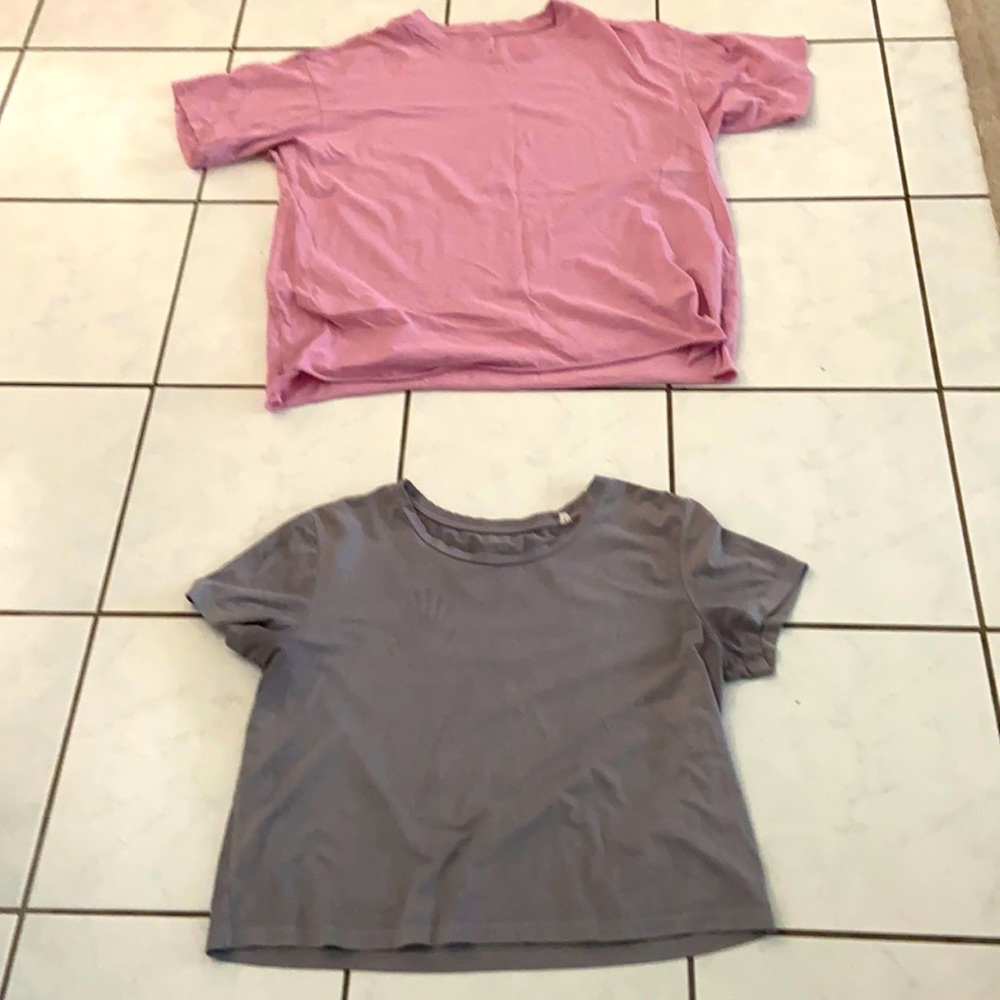 Medium Dust Rose AE and Grey Me to We tshirts